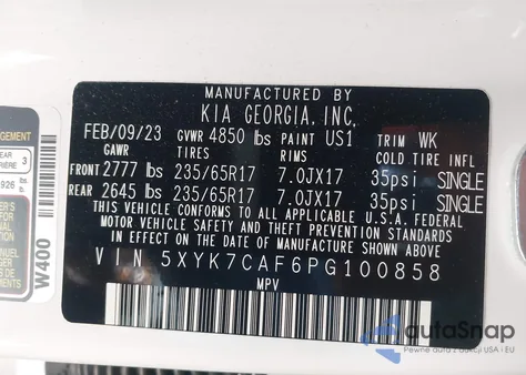 2023 Kia Sportage X-Pro из США, поврежденный, VIN 5XYK7CAF6PG100858